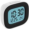 HOMVILLA Sveglia da Comodino a Pile con Visualizzazione della Temperatura, Funzione Snooze e Retroilluminazione per Viaggi, Camera da Letto (2 Batterie AAA Incluse) Bianco