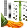 REBECASKYENS 1 pezzi Verde estrusore Zucchero in acciaio inox con 20 Dischi Estrusione,Taglierine per Argilla Polimerica, Strumento Fai Da Te Argilla,Strumento Decorare Pasta Zuchero