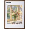 Feihorrm Cornice portafoto vintage, in legno massiccio di noce, con vetro temperato, per foto da 50 x 70 cm, senza passepartout o foto da 39 x 49 cm, con passepartout (marrone scuro, 50 x 70 cm)