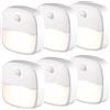 XVZ Luce Notturna con Sensore Movimento, 6 Pezzi Luce Scale Batteria, Automatiche Luce Armadio LED con Sensore per Corridoio, Camera da letto, Armadio, Bagn, Scale - Bianco Caldo