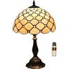 FUMAT Lampada in stile Tiffany, 12 Pollici Lampada da comodino notte a paralume fatto a mano in vetro colorato, Lampada da tavolo, per Soggiorno Camera da letto Tavolino da caffè