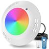 OSREE 35W Faro Piscina LED Superficie, Lampada Piscina RGB Multicolore Dimmerabile 1400lm, Ø275mm, Luce Piscina IP68 Impermeabile Riempito di Resina con Telecomando, Timer 2/4/6H, 12V AC