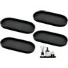 Abiyou 4 Pezzi Vassoio Bagno Portaoggetti, Vassoio Portaoggetti Nero, Vassoio Portaoggetti da Bagno, Vassoi da Bagno, Vassoi Decorativi per Bagno,Cucina,Toeletta, Profumi, Sapone, Candele
