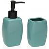 Generico Set Bagno Dispenser Sapone e Porta Spazzolini in Ceramica - Accessori Bagno Design Moderno, Dosatore Sapone Liquido + Bicchiere Portaspazzolino Ricaricabile (Turquoise)