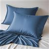 LINENWALAS Confezione da 2 federe per cuscini in 100% bambù biologico, in morbida seta di bambù, per capelli e pelle, dimensioni standard, 50 x 76 cm, blu Bahamas