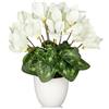 Oairse Fiori di Ciclamino Artificiali Pianta in Vaso Fiori Finti di Seta Piante in Vaso Finto Ciclamino Bianco Composizione Floreale Decorazione per la Casa Ufficio Bagno Mensola Scrivania Decorazione