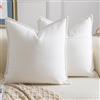 Madizz 2 Pezzi Copri Cuscini in Chenille con Bordo Decorativo Neutri Morbido Copricuscini Fodere per Cuscino Lusso Stile Arredi per Divano e Letto Bianco 55x55 cm