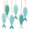 Logbuch-Verlag Pesci in metallo da appendere, set di 6: decorazioni mare con corda naturale, decori marittimi bagno, soggiorno, casa, spiaggia, estate regalo, tema marino, oggettistica stile marina, 12 x 3,5 cm