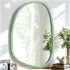 Lzuso Specchio asimmetrico per decorazione da parete, verde, moderno, con cornice in legno, forma unica, specchio artistico da parete, decorativo, per soggiorno, camera da letto, bagno, ingresso, grande, 65