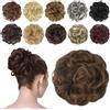 FESHFEN Chignon Finto per Capelli, Coda Chignon Capelli Extension Finti con Elastico Sintetica Ondulato Naturale Posticci per Capelli per Donne, 42g Rosso Vino