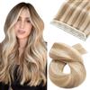 Silk-co Extension Clip Capelli Veri Lisci 20cm Fascia Unica Naturali Marrone Dorato & Biondo Sbiancante 40g