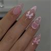 Nymora Press on Nails, Unghie Finte Autocollanti, Set da 24 con Design 3D Fiocco Rosa, Unghie Finte Coquette Dolci per Donne e Ragazze