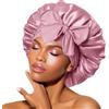 BONNET QUEEN Cuffia Seta Capelli Notte Regolabili Cuffia Capelli Ricci Bonnet con Lacci Lunghi Morbida e Protettiva Anti-Crespo, Rosa Doro Chiaro