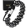 MagnetRX® Bracciale Magneticoin Ematite - Elegante Braccialetto Magnetico Regolabile - Realizzato a Mano (Double Strength 8mm)