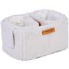 CHILDHOME, Set di 3 cestini fasciatoio,Cestino Portaoggetti, lettino, culla, 2 misure, da appendere, morbido tessuto Teddy Ecru
