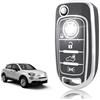 TOOMUME Cover Chiave TPU, Custodia Chiave Adatto per Fiat 500X 500L 500 Tipo Egea Toro Cronos Mirror Lounge Punto Jeep Renegade Dodge Neon, Copri Chiavi Guscio Chiave Auto Telecomando - Flip Key