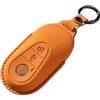 ontto Custodia protettiva in pelle adatta per Mercedes Classe C E EQE EQS GLC X254 C200 W214 S214 W206 CLE V295 V297 W223 2026 2025 2024, custodia protettiva per chiave auto, 3 pulsanti, B arancione
