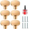 Ainiv 6pz Pomolo per Mobili Rotondo, Maniglia per Armadietto 29,5 mm, Pomelli per Armadietti con Viti e Cacciavite per Porte Armadietti Cassetti e Guardaroba Accessori Mobili (Oro)