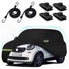 BETERNY Copriauto impermeabile per Smart Fortwo 2007-2022, 210T Sun Rain UV Dust Snow Protection Coperture esterne con porta a cerniera e fasce antivento per Smart Fortwo W451/C453/A453 (nero)