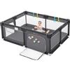 COMOMY Box per Bambini, 188 x 127 x 66 cm Recinto con 4 Pezzi Anelli, Morbida Rete Traspirante, Centro Attività, Grigio Scuro