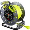 Masterplug, Raccoglitore cavo elettrico Silver, Arrotolatore, 40 m, 4 x CEE 7/4 Sockets, Termico, Manuale, A parete, Plastica, 0.9 kg, 21 x 24.5 x 27.2 cm