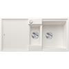 BLANCO ADIRA 6 S | Lavello in granito bianco | Tipo di montaggio: montaggio superiore | reversibile | per sottolavelli larghi 60 cm | Grande bacino | Superficie facile da pulire