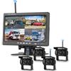 Rimoody Digitale Senza Fili Telecamere Retromarcia, 4 Telecamere Kit 7 Pollici IPS Monitor 4 Schermo Diviso Visione Notturna, BSD, Image Flip Telecamera Posteriore Auto Camion/Bus/Furgone/Camper/Rimorchio