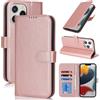 Zouzt Cover per iPhone 13 Pro 6,1 pollici, Custodia antiurto per telefono Cellulare Magnetica in Pelle PU Custodia in Pelle Flip Case Portafoglio Slot CarteSupporto Phone Cover (Oro Rosa)