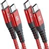 sweguard Cavo USB C a USB C [2 pezzi 2m], [Ricarica rapida PD 60W] Cavo usb type-c per con i phone 17 16 15 Pro Max, MacBookPro, iPad Pro/Air/mini6, Samsung Galaxy S26/S25/S24/S23/S22,Note 20,Sony, Pixel