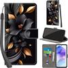 PHINIENLAND Cover per Samsung Galaxy A55 5G custodia portafoglio Fiori | 3 scomparti carte, 1 tasca banconote, Chiusura magnetica, Supporto, Pelle PU flip cover per Samsung A55 5G