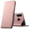 Verco Cover a Libro Metallizzata per Samsung Galaxy A20s, Oro Rosa | Custodia Flip Ultra Sottile, Effetto Metallizzato, Chiusura Magnetica, Slot per Carte, Funzione Supporto, Cover Protettiva