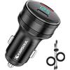 KSKARSOUL KARSOUL Caricabatteria da auto USB C 80 W PD/PPS 55 W QC3.0 25 W Caricatore Accendisigari USB, Adattatore presa 12 V-24 V, Accendisigari per telefono 16/15/14, Galaxy S25/S24, iPad, Accessori Auto