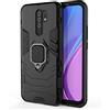 MaiJin Compatibile con Xiaomi Mi Redmi 9 Cover, Custodia Armor Anello Cavalletto (Funziona con il Supporto Magnetico per Auto) Case Paraurti (Nero)