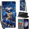 PHINIENLAND Cover per Samsung Galaxy S24 Plus Case PU Pelle Custodia [Kickstand] [Chiusura magnetica] [Slot per Schede], Portafoglio Flip Custodia per Samsung S24 Plus,Rose blu