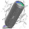 RIENOK Cassa Bluetooth Potente Portatile 30W IPX7 Impermeabile Speaker Bluetooth, Bassi Potenti, Vero Stereo Senza Fili, Luce LED, AUX & Micro SD, Ricaricabile Tipo-C, Grigio