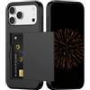 Nekiyo Tech Custodia Porta Carte per iPhone 17 Pro, Sottile Portafoglio Antishock Copertura Telefono Protettiva Doppio Strato con Slot Nascosto per Donne & Uomini 6,3 Pollici - Nero