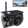 STONVUE Telecamera posteriore wireless solare 1080P - Telecamera posteriore magnetica WiFi con visione notturna, standby di 365 giorni, IP66, batteria ricaricabile per rimorchio, camper, camion, auto