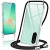 Kilbnom Cover per Samsung Galaxy A26 5G con Cordino, Trasparente Custodia con Laccio Tracolla Cellulare Girocollo Collana Corda Catena Cinghia, Ultra Morbido Silicone TPU Antiurto Case, Nero