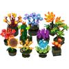 Brihappen Set di costruzione di fiori per adulti e donne (987 pezzi) - 12 pezzi/set mini piante grasse bonsai modello per la decorazione della casa, giocattoli da collezione botanica, regali per gli