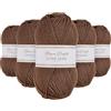 Utopia Crafts Super Aran - Filato per lavori a maglia e uncinetto, 5 pezzi, 100 g (beige caldo)