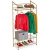 Relaxdays Stand Appendiabiti, in Metallo, con 3 Ripiani, Asta Attaccapanni, Vintage, HLP: 161 x 78 x 36 cm, Dorato
