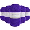 Utopia Crafts Super Aran - Filato per lavori a maglia e uncinetto, 5 pezzi, 100 g (viola gioiello)