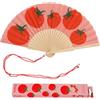 Fisura - Ventaglio in legno stampa pomodori rosso, accessorio estivo moderno e divertente, con laccetto incluso, idea regalo donna, 42,5 x 23 cm