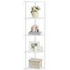 SONGMICS HOME Montaggio Super Veloce Senza Attrezzi, Scaffale Angolare a 5 Ripiani, Scaffale Autoportante, 38,3 x 27 x 139 cm, per Soggiorno, Camera da Letto, Cucina, Bianco Neve LBC610W01