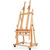 VISWIN Cavalletto a H Professionale con Doppio Montante, Inclinabile all'Orizzontale, Cavalletto Grande Regolabile in Legno di Faggio con 4 Ruote & Vassoio, Cavalletto Dipingere per Adulti, Artisti