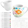 guobinZH Tazze Pittura Set DIY Paintable Mug Kit 2 Bianco Tazze in Ceramica da Dipingere con 12 Pennarelli Colorati Lavabile in Lavastoviglie Regalo Creativa per Principianti Adulti e Bambini-420ML