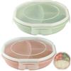 GOMETY Set di 2 piatti per forno a microonde, ciotola bento, design ermetico, chiusura a fibbia, contenitore separato, 3 scomparti senza BPA