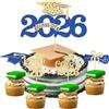 Ephlyn 25 topper per torta di classe del 2026, glitterato, con scritta Congrats Grad Cap 2026, per lauree, tema scuola superiore, ragazzi, ragazze, laureati, feste, cupcake, decorazioni, forniture