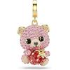 Swarovski Charm Idyllia, Taglio misto, Orsetto, Rosa, Placcato color oro