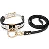 lalatia Girocollo Donna O Ring Choker Collana in Ecopelle (Bianco Nero Oro, Guinzaglio)